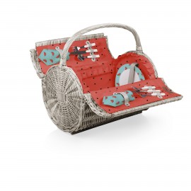 Personalized Barrel - Willow Basket w/Deluxe Picnic Service for Two