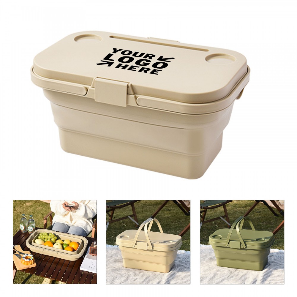 Collapsible Picnic Basket with Portable Folding Table with Logo