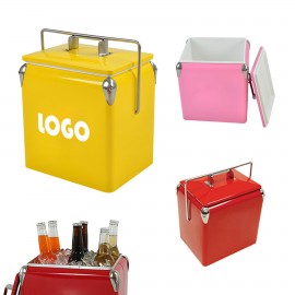 Vintage Metal Picnic Cooler with Logo