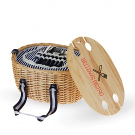 Twine Living Central Park Willow Picnic Basket Set for Four with Logo