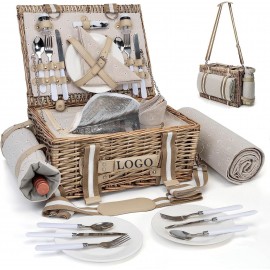 2 Person Picnic Basket Set With Insulated Compartment with Logo
