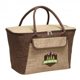 Logo Branded Mocha Picnic Basket Cooler