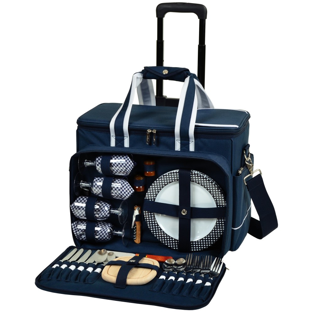 Picnic Set for 4 with Cooler on Wheels with Logo Picnic Set for 4 with Cooler on Wheels with Logo
