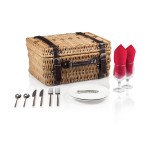 Champion Picnic Basket - Willow Basket w/Deluxe Picnic Service For 2 with Logo