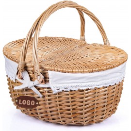 Personalized Wicker Picnic Basket with Lid and Handle, Sturdy Woven Body  Personalized Wicker Picnic Basket with Lid and Handle, Sturdy Woven Body
