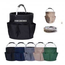 Fold Up Picnic Tote Basket w/ Multi Pocket with Logo  Fold Up Picnic Tote Basket w/ Multi Pocket with Logo