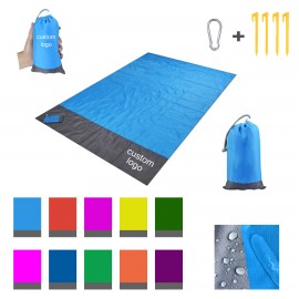 Logo Branded Folding Waterproof Outdoor Beach Blanket MOQ 50PCS