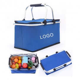 Promotional Foldable Insulated Picnic Basket w/Lid