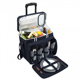 Picnic Set for 4 with Cooler on Wheels with Logo