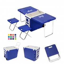 Logo Branded Foldable Outdoor Picnic Table With Cooler Box