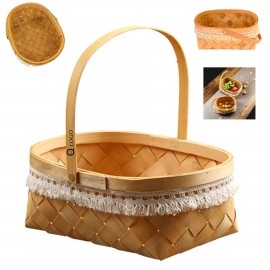 Natural Woven Woodchip Picnic Basket with Logo