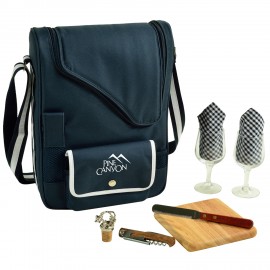 Deluxe Wine & Cheese Picnic Set with Glass Wine Glasses with Logo