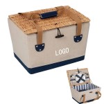 Custom Canvas Picnic Basket W/ Utensils