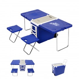 Customized Portable Cooler with Wheels Camping Table Set