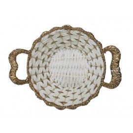 Willow Handwoven Round Shallow Basket with Logo