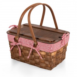 Kansas Handwoven Wood Picnic Basket with Logo