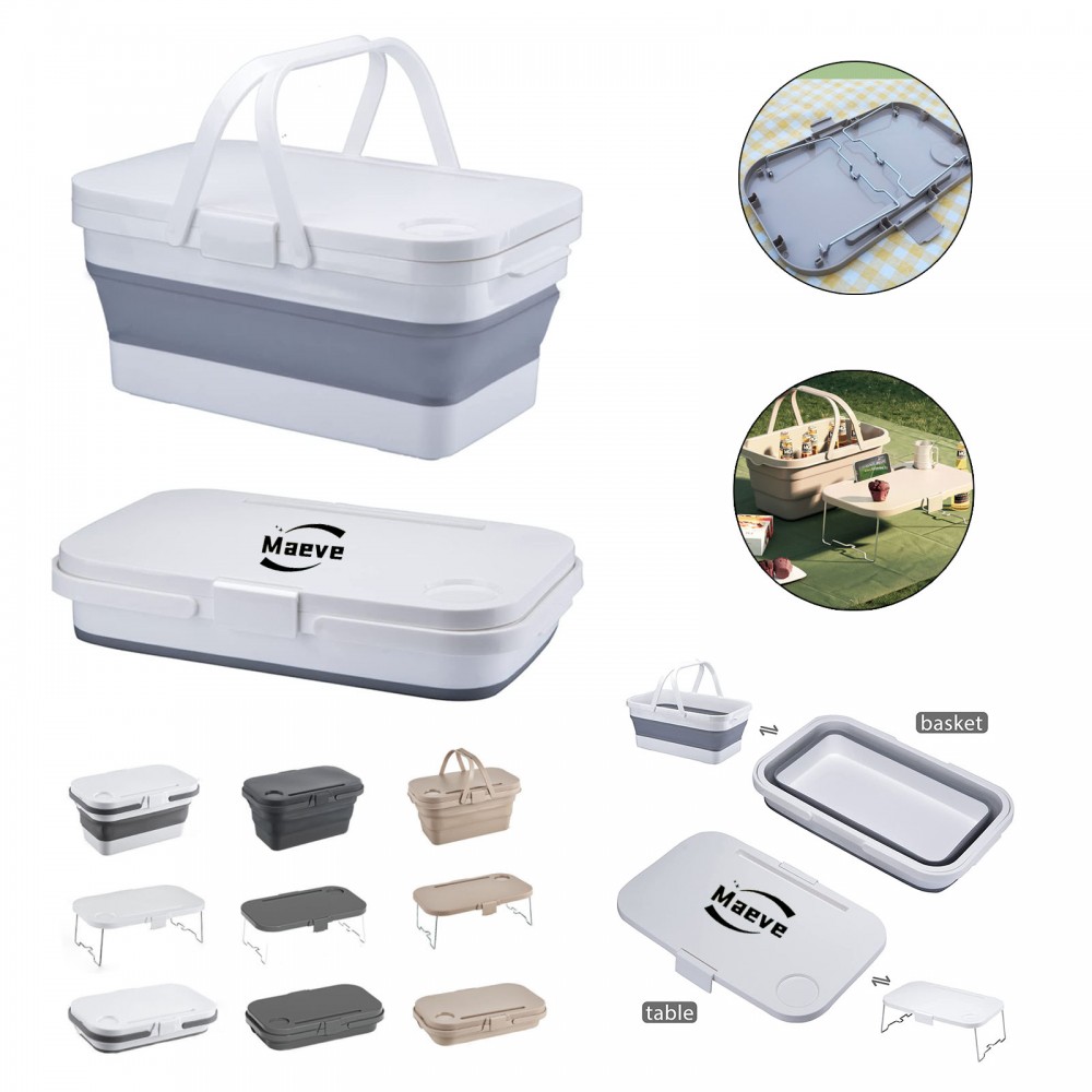 Promotional Multifunction Outdoor Folding Picnic Basket With Table