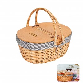 Willow Picnic Basket - OCEAN with Logo  Willow Picnic Basket - OCEAN with Logo