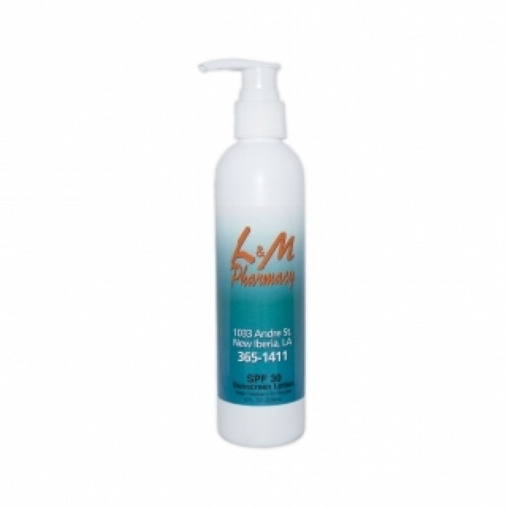 8 Oz. SPF30 Sunscreen Broad Spectrum bottle w/Pump Made in USA Logo Branded 8 Oz. SPF30 Sunscreen Broad Spectrum bottle w/Pump Made in USA Logo Branded