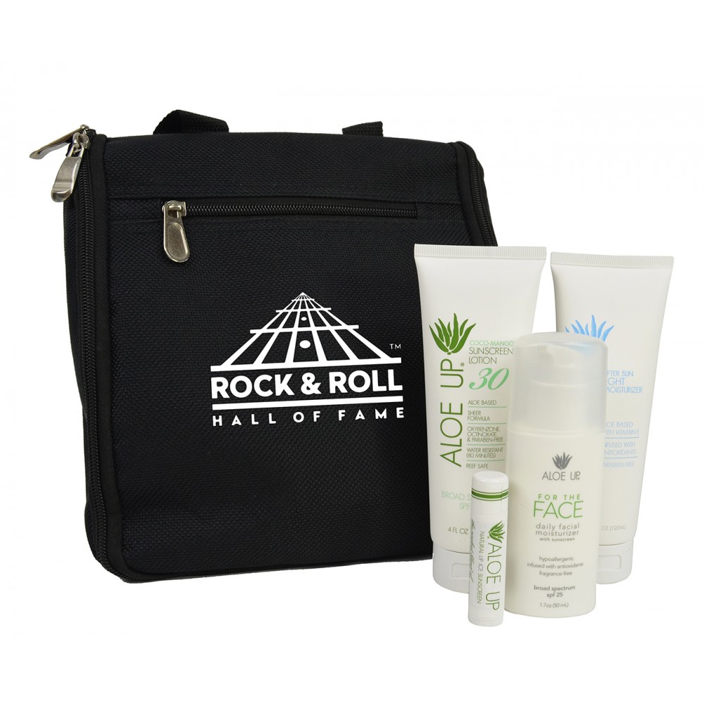 Custom Imprinted Aloe Up Men's Dopp Kit with White Collection Sunscreen Custom Imprinted Aloe Up Men's Dopp Kit with White Collection Sunscreen
