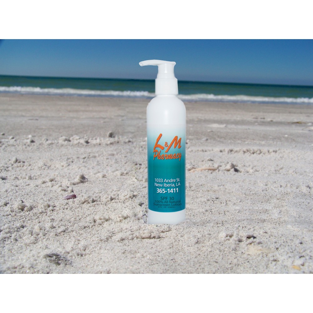 8 Oz SPF30 All Natural Sunscreen with Pump Made in USA Custom Printed