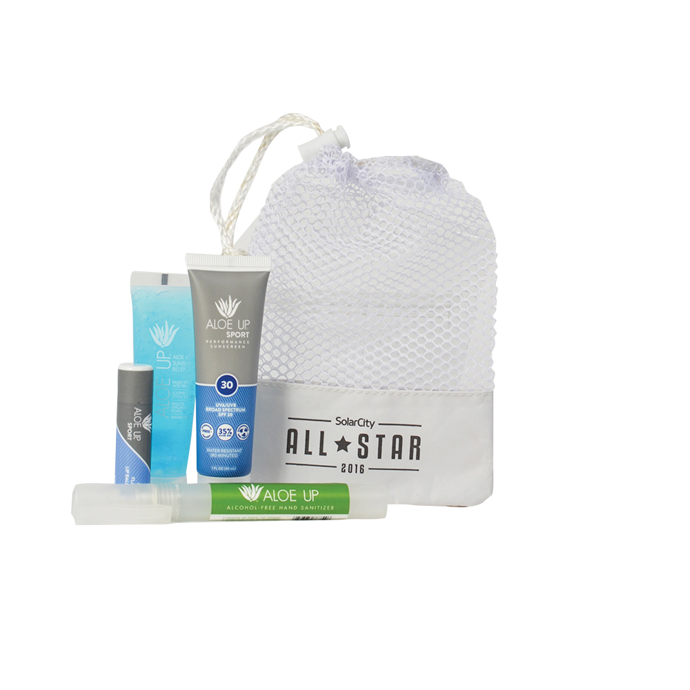 Logo Branded Aloe Up Small Mesh Bag with Sport Sunscreen Logo Branded Aloe Up Small Mesh Bag with Sport Sunscreen