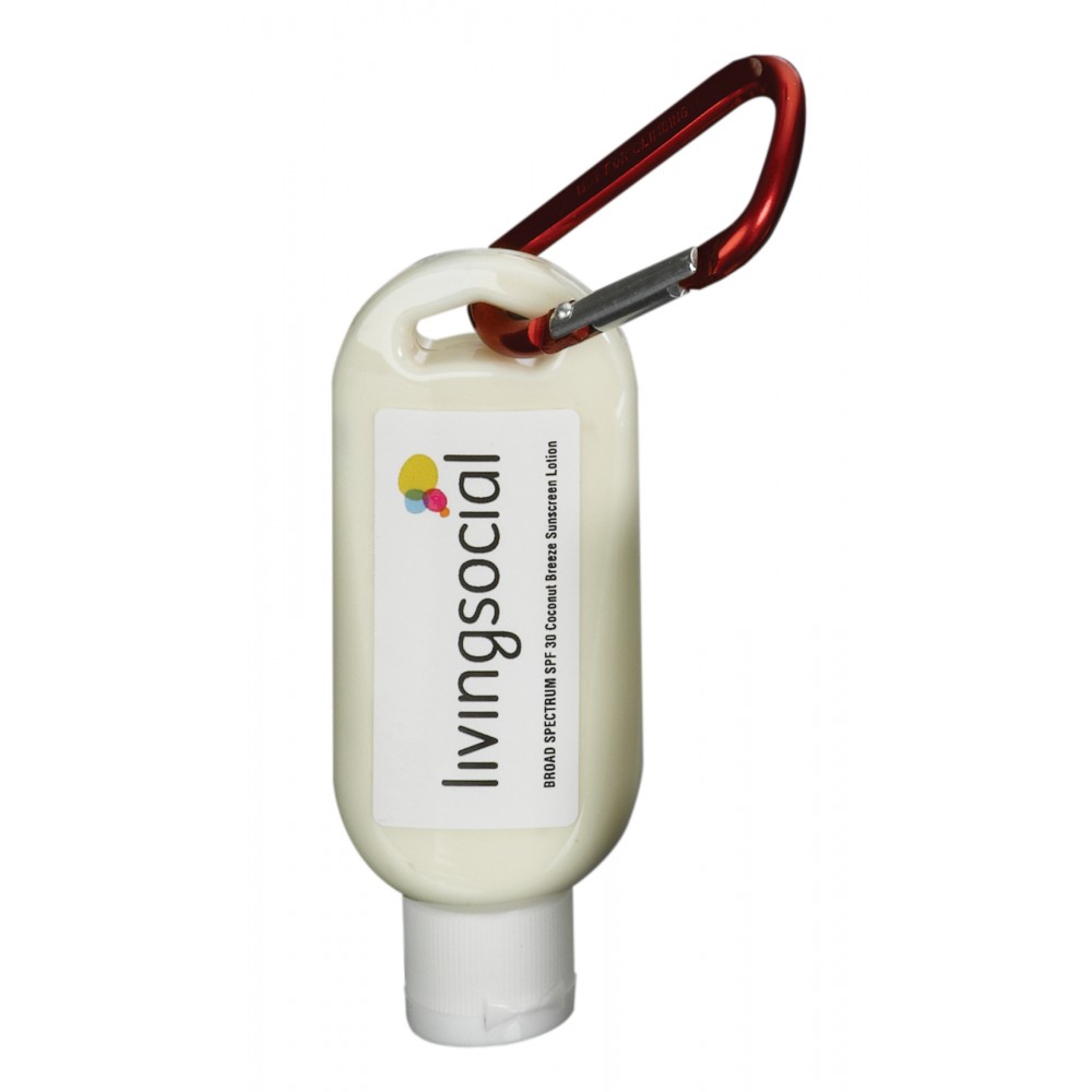 1.9 Oz. Spf 30 Sunscreen In Clear Bottle With Carabiner with Logo