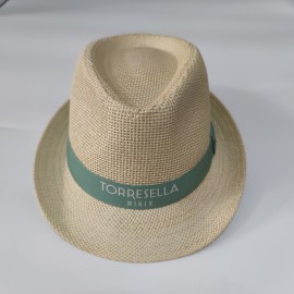 Natural Straw Fedora Hat with Logo