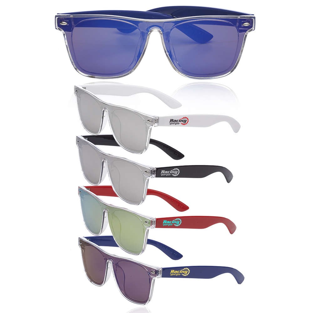 Boca Mirrored Lens UV400 Sunglasses with Logo