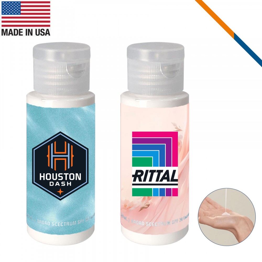 Suny Clear Cylinder Bottle Flip Top SPF 30 Sunscreen - 2 OZ. with Logo