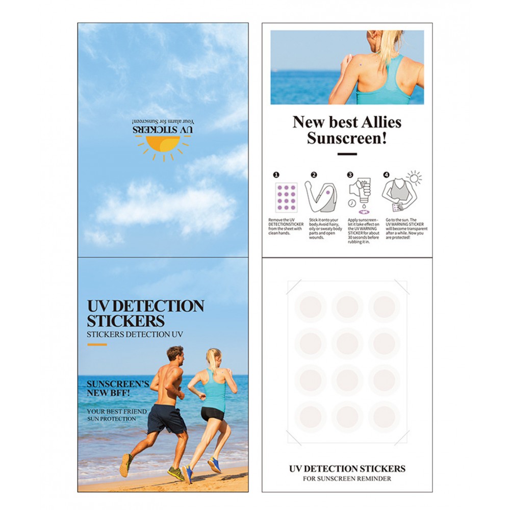 12 Pcs Sunburn Alert Sticker Waterproof Detection Reminder UV Stickers for Sunscreen with Logo 12 Pcs Sunburn Alert Sticker Waterproof Detection Reminder UV Stickers for Sunscreen with Logo