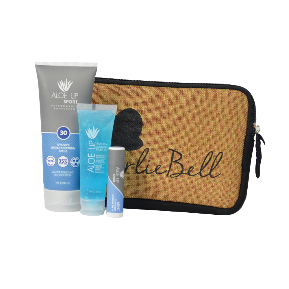 Promotional Aloe Up Neoprene and Burlap Bag with Sport Sunscreen Promotional Aloe Up Neoprene and Burlap Bag with Sport Sunscreen