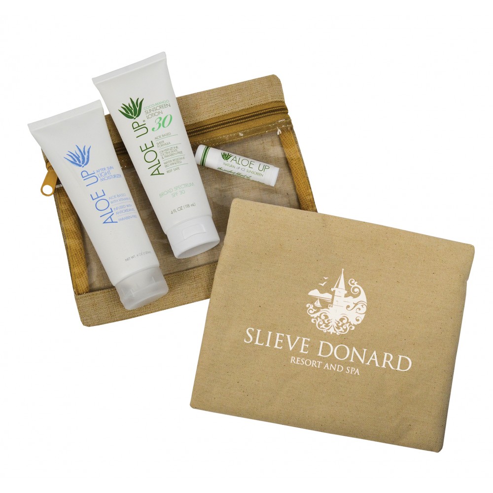 Logo Branded Aloe Up Jute Cotton Envelope with White Collection Sunscreen Logo Branded Aloe Up Jute Cotton Envelope with White Collection Sunscreen