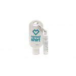 Personalized SPF 30 Sunscreen 2 oz Tottle With Carabiner + Clip Balm