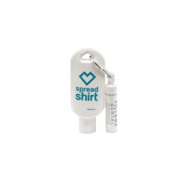 SPF 30 Sunscreen 2 oz Tottle With Carabiner + Clip Balm with Logo  SPF 30 Sunscreen 2 oz Tottle With Carabiner + Clip Balm with Logo