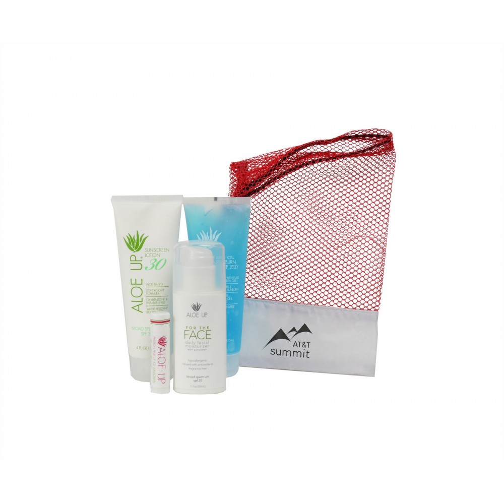 Custom Imprinted Aloe Up Mesh Bag with White Collection Sunscreen Custom Imprinted Aloe Up Mesh Bag with White Collection Sunscreen