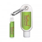 Logo Branded 1.9 Oz. SPF 50 Sunscreen with Carabiner and SPF 15 Lip Balm in Tube with Hook Cap