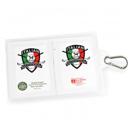 Custom GoPac with Insect Repellent and Sun Screen Packettes, with Carabiner, Label Imprint
