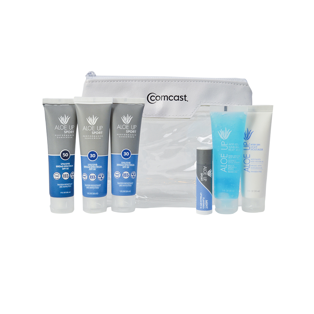 Custom Imprinted Aloe Up Vinyl Bag with Sport Sunscreen Custom Imprinted Aloe Up Vinyl Bag with Sport Sunscreen