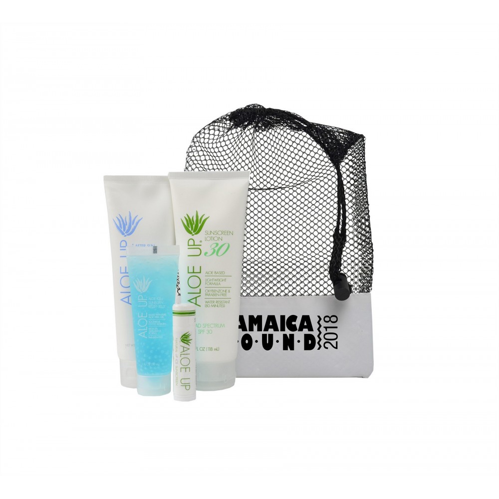 Aloe Up Mesh Bag with White Collection Sunscreen Custom Imprinted Aloe Up Mesh Bag with White Collection Sunscreen Custom Imprinted