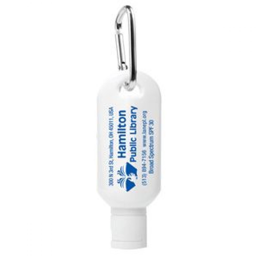 "Sunny Day L" 2.0 Oz. Broad Spectrum SPF 30 Sunscreen Lotion w/Carabiner Tottle (Overseas) Custom Printed