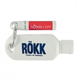 Custom SPF30 Sunscreen 1 oz Tottle With Carabiner + Clip Balm