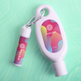 Sunscreen & Lip Moisturizer Carabiner Kit with Logo  Sunscreen & Lip Moisturizer Carabiner Kit with Logo