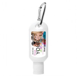 Promotional "Sunny Day" 1 Oz. Broad Spectrum SPF 30 Sunscreen Lotion w/Carabiner Tottle (Full Color)