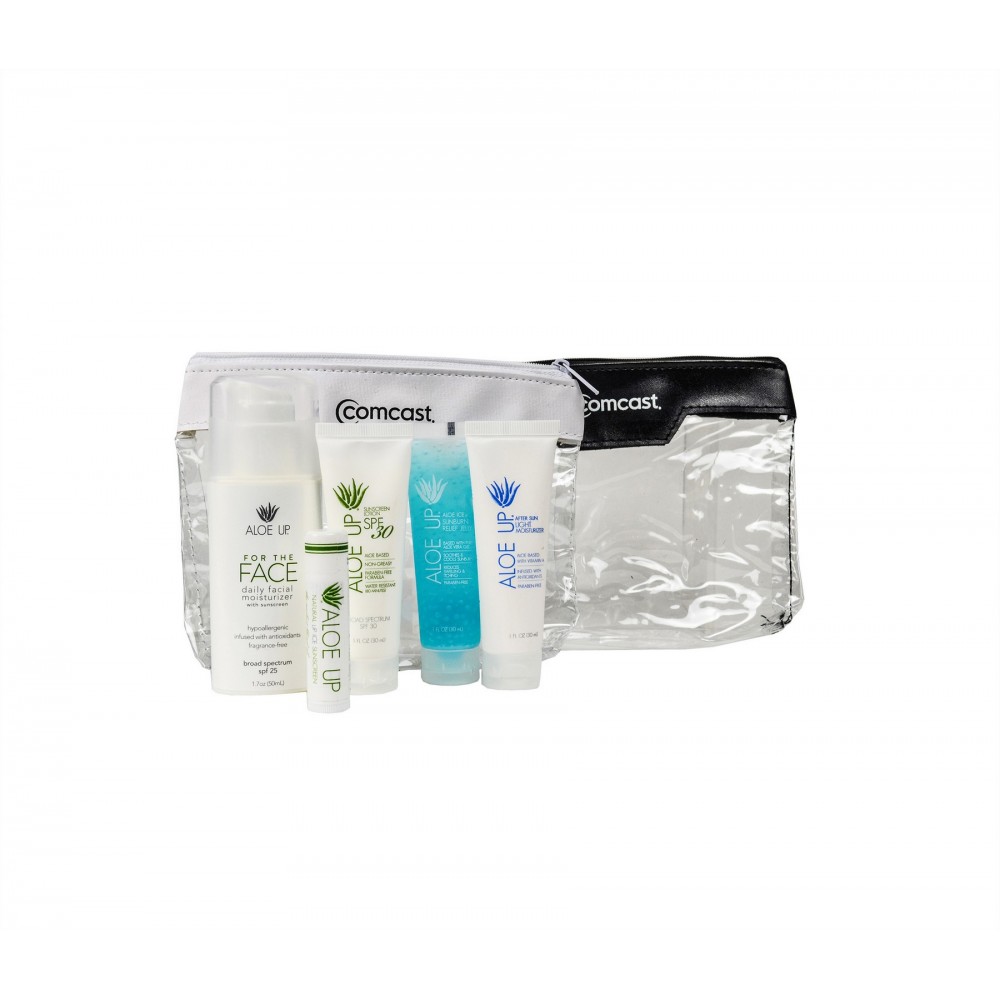 Aloe Up Vinyl Bag with White Collection Sunscreen Custom Printed Aloe Up Vinyl Bag with White Collection Sunscreen Custom Printed
