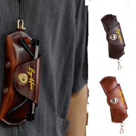 Custom Premium PU Leather Eyewear Case With Buckle Protection&Strap