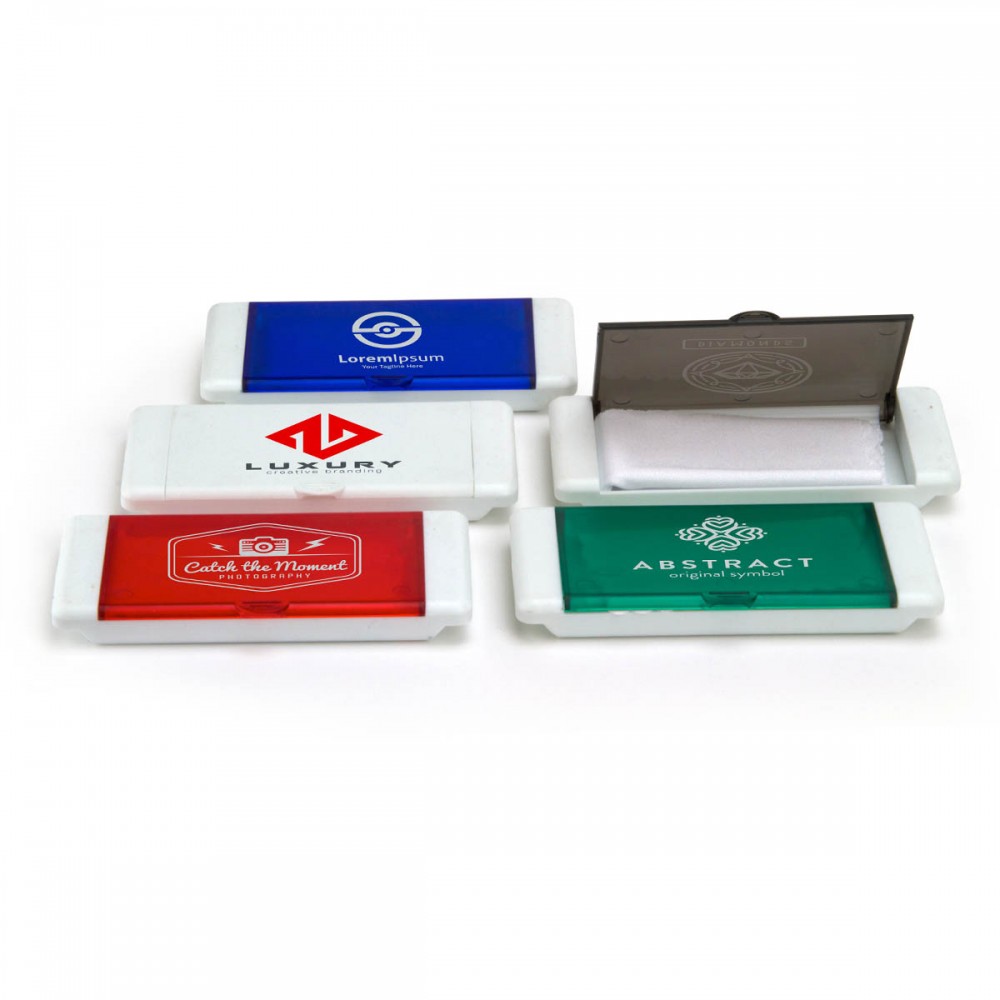 Custom Imprinted Microfiber Cloth in Plastic Case Custom Imprinted Microfiber Cloth in Plastic Case