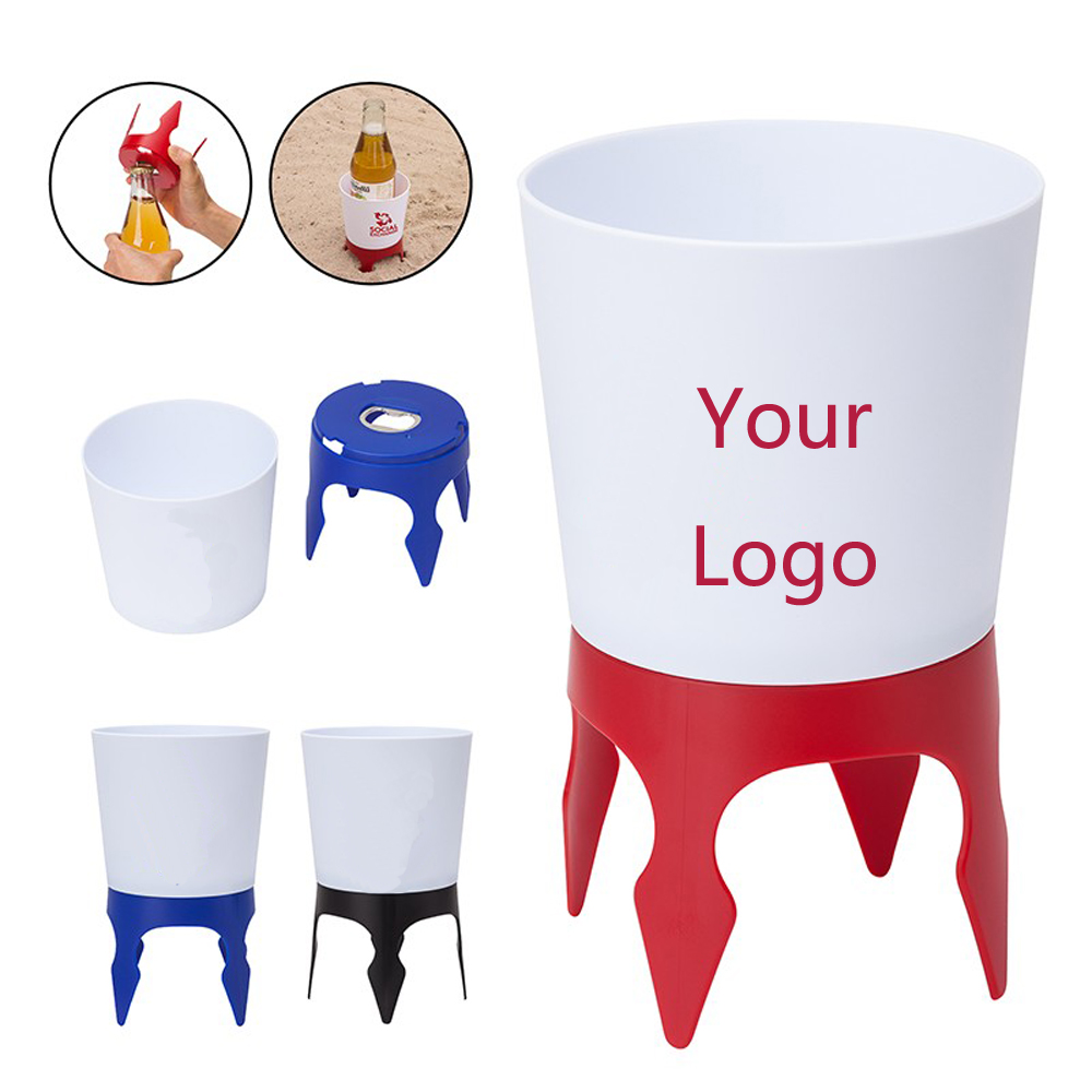 Beach Cup Holders Sand w/Bottle Opener with Logo