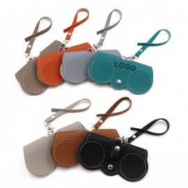 Logo Branded Buckle Leather Glasses Case