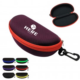 Portable Sun Glasses EVA Hard Case Travel Zipper Clip with Logo